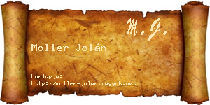Moller Jolán névjegykártya